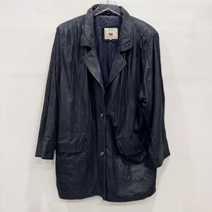 Misuri Made In Italy Two Button Coated Waxed Long Jacket Size 48 Italian